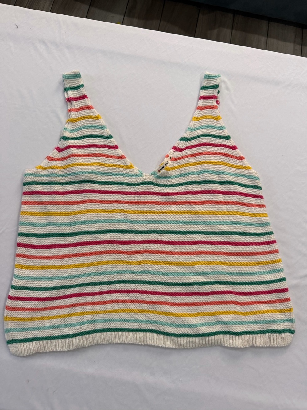 Marine Layer Finley Stripe Cotton Knit Tank Top V-Neck Size M